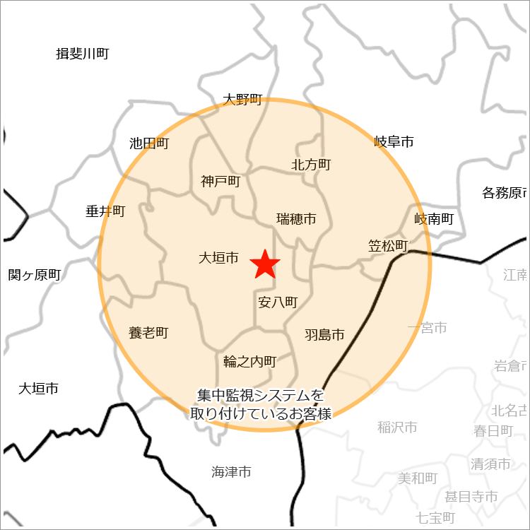 岐阜県内営業範囲図